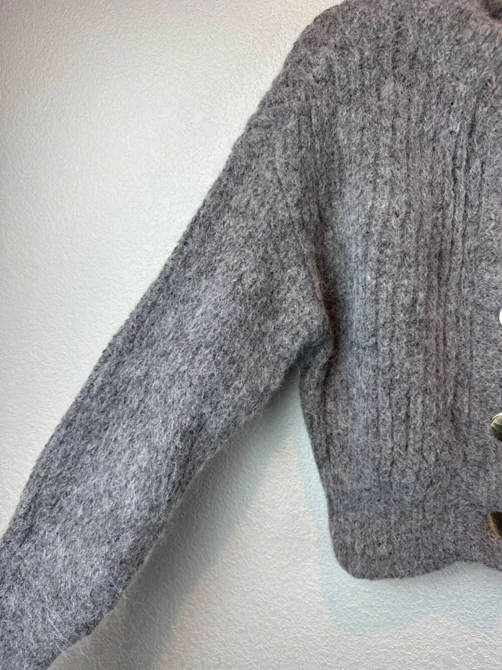 H&M Alpaca Blend Cardigan Sweater Gray Button Front Women’s Small Cozy Knit